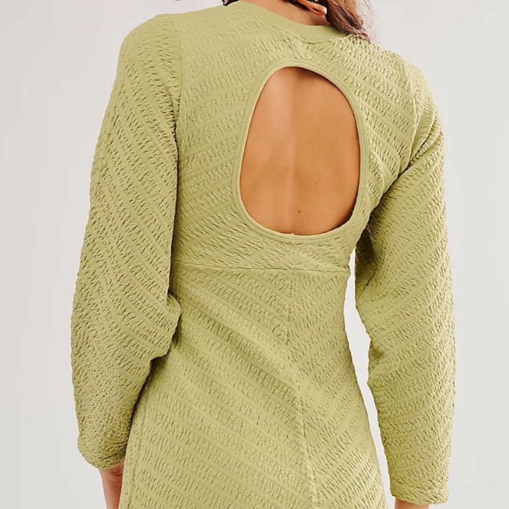 Free People Women’s Midi Sweater Dress Gabby Green Stretch NWOT M/L - Picture 3 of 11